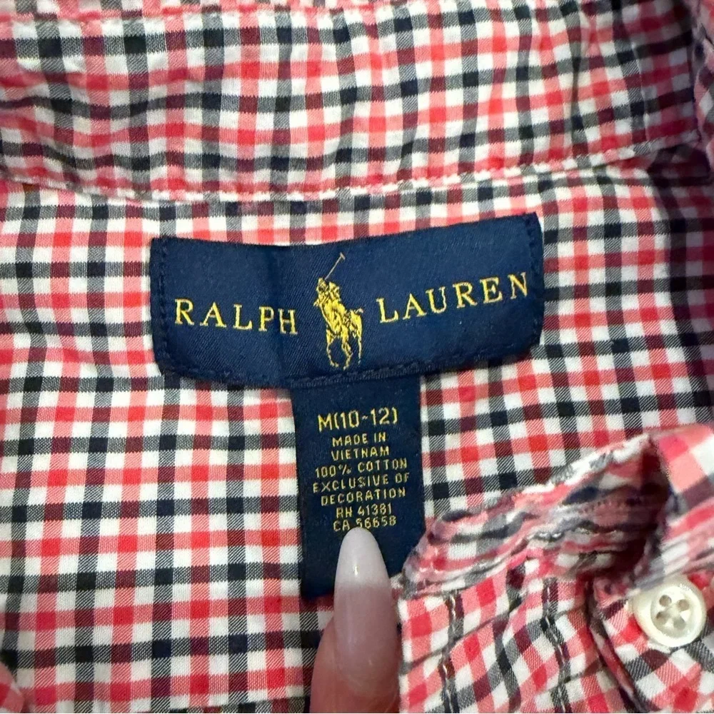 Ralph Lauren Boys Cotton Button Up M 10-12 NWOT